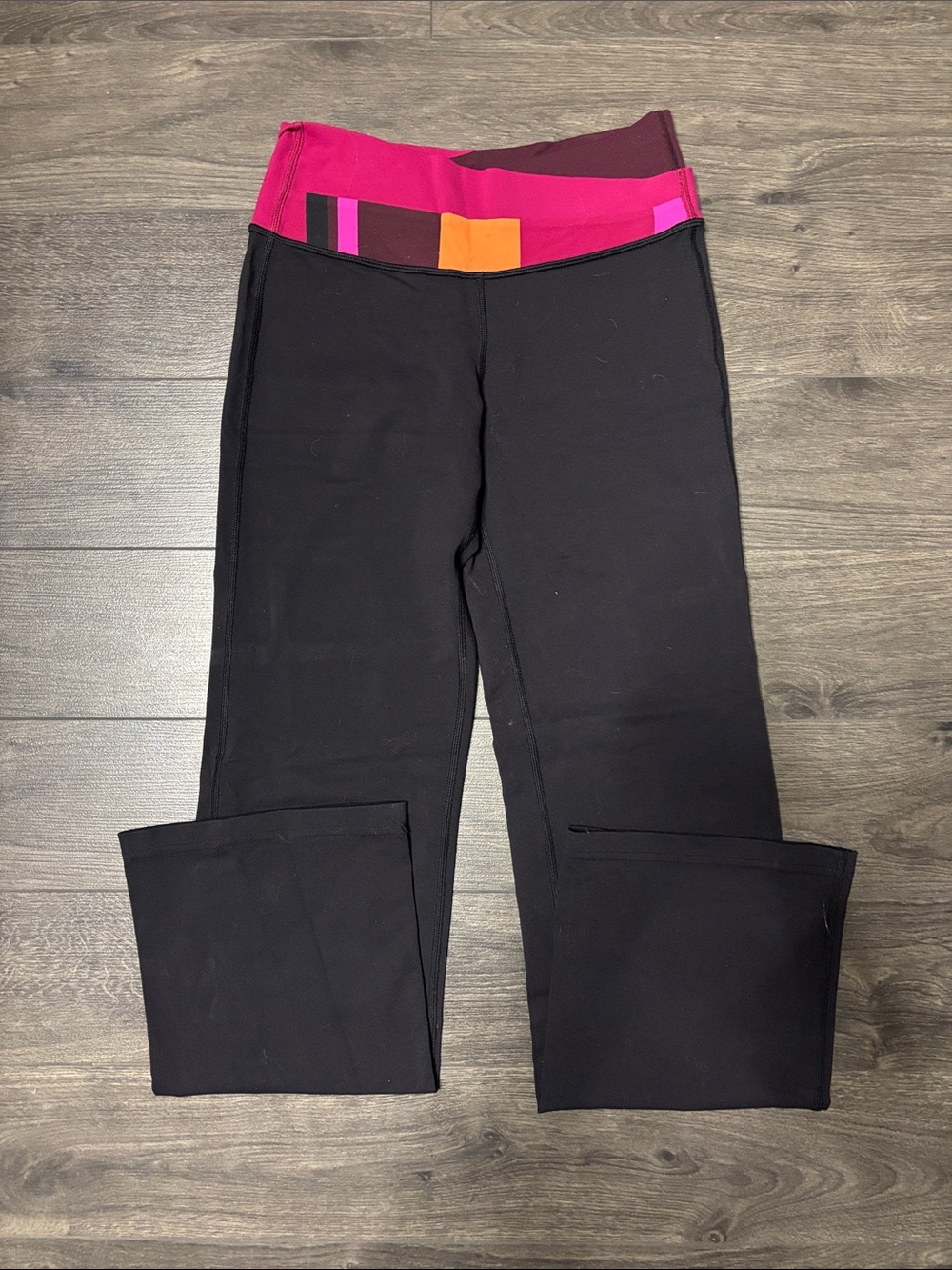 lululemon athletica Black Leggings with Pink and Orange Waistband
